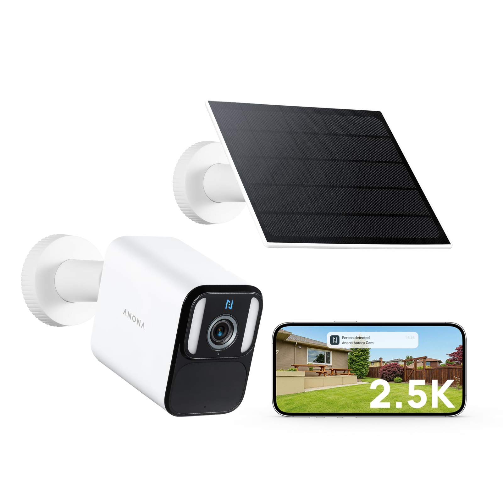 Lucio 2.5K Security Camera Outdoor Battery Wireless with Solar Powered, Color...