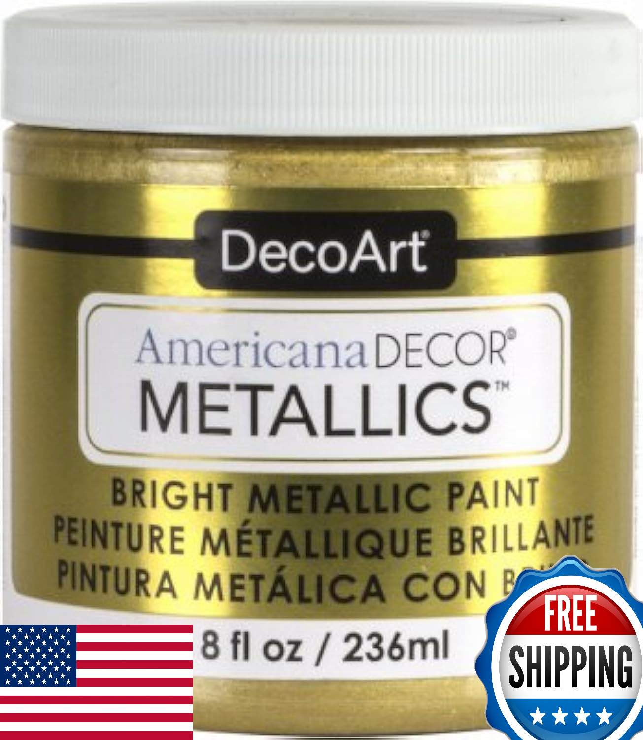 DecoArt Americana Decor Metallics Craft Paint Soft Gold 8oz 3-Pack