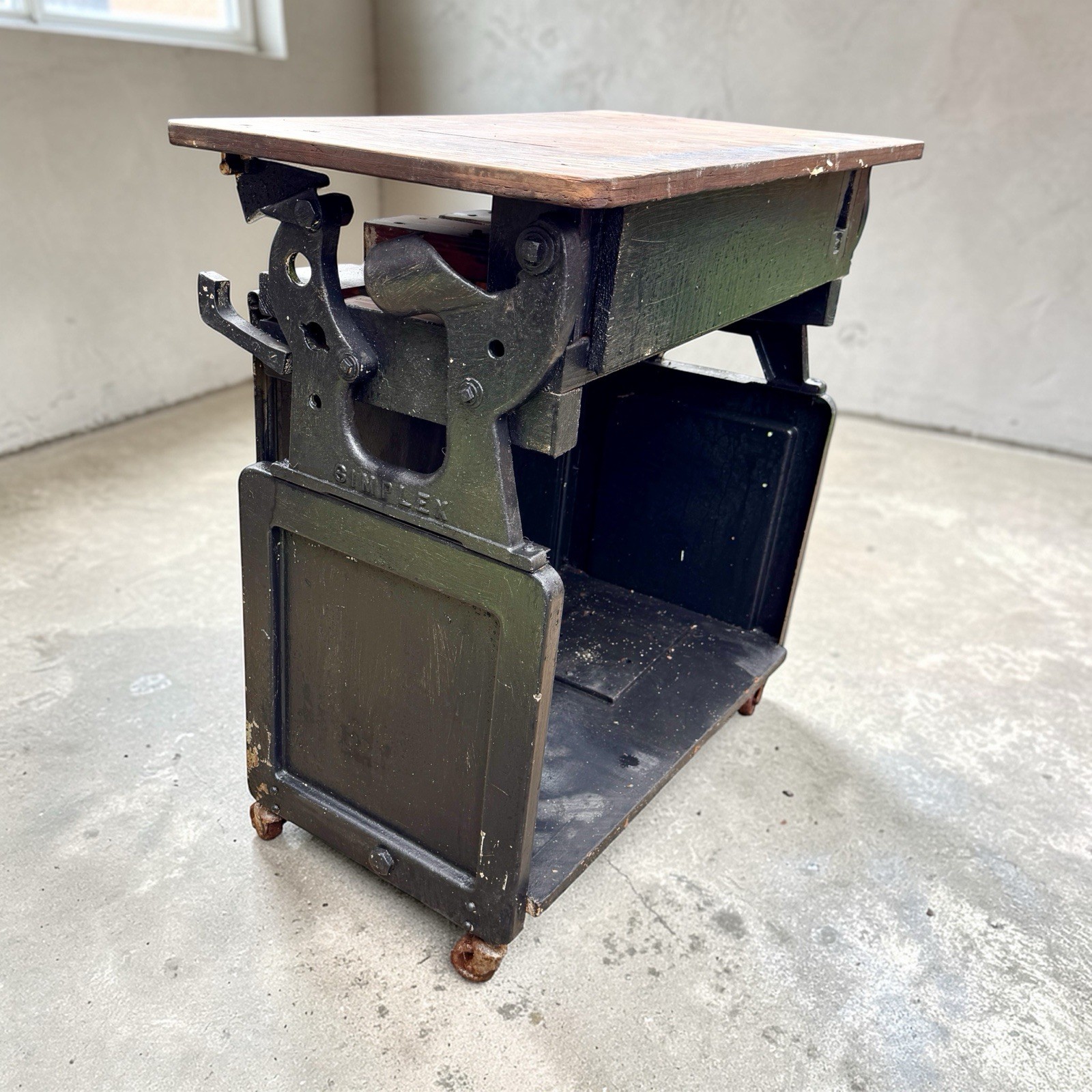 Antique Simplex Workbench Drafting Table? Retrofitted Cast Iron Wood Industrial