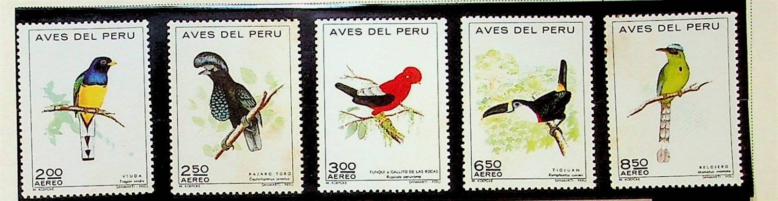 PERU Sc C336-41 NH ISSUE OF 1972 - BIRDS - (RM26)