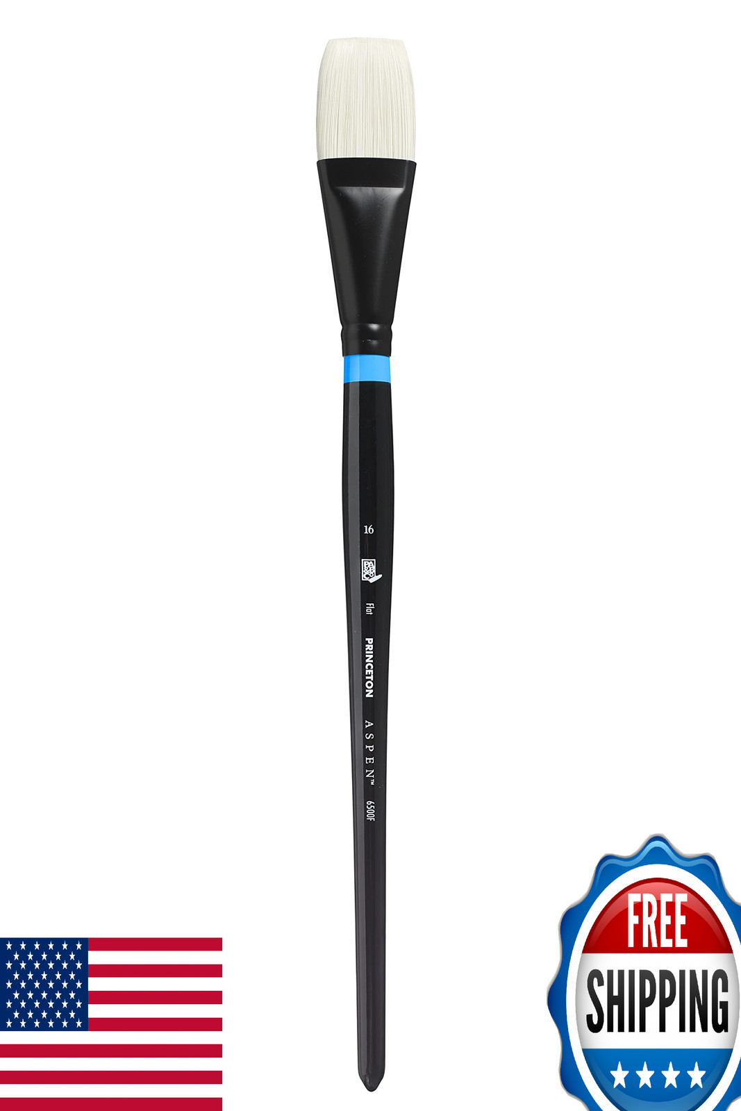 Princeton Aspen Flat Brush, Synthetic, Long Handle, Size 16, 1 Count