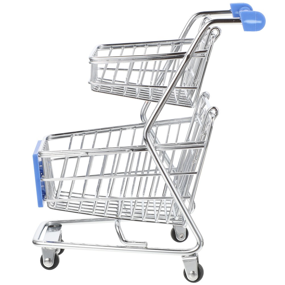 Mini Shopping Cart Supermarket Handcart Toy Model Trolley Storage Basket Decor