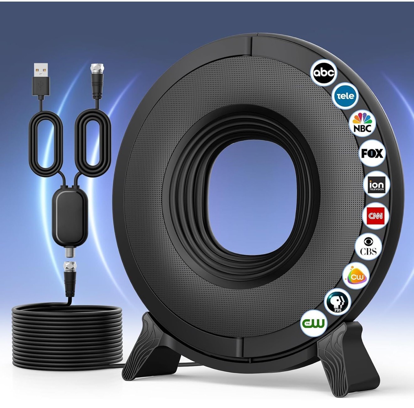 TV Antenna Indoor for Local Channels, 2025 Long Range Antenna for Smart TV 360 R