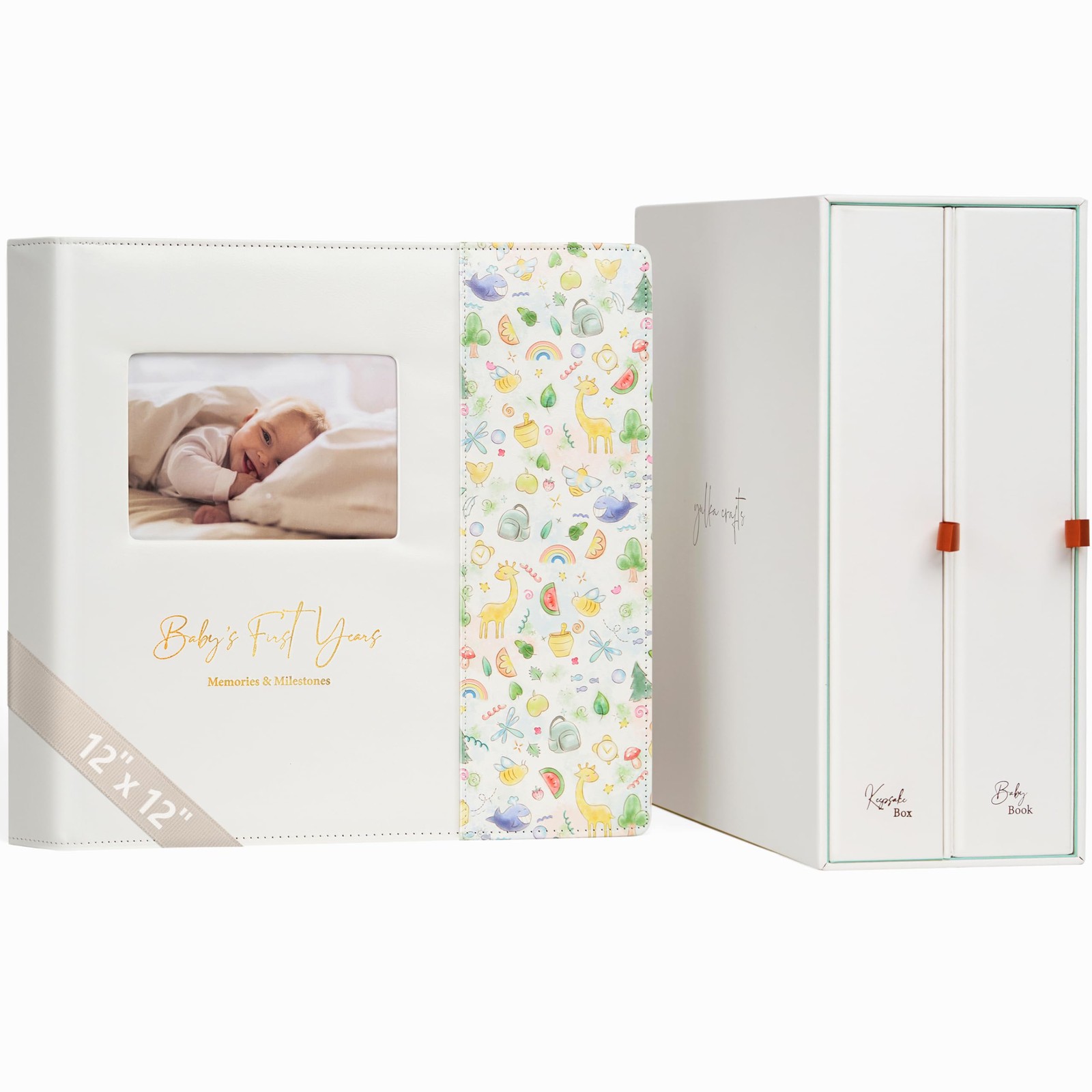 Baby Memory Book Keepsake Box Leather Bound Milestone Girl Timeless Photo Record