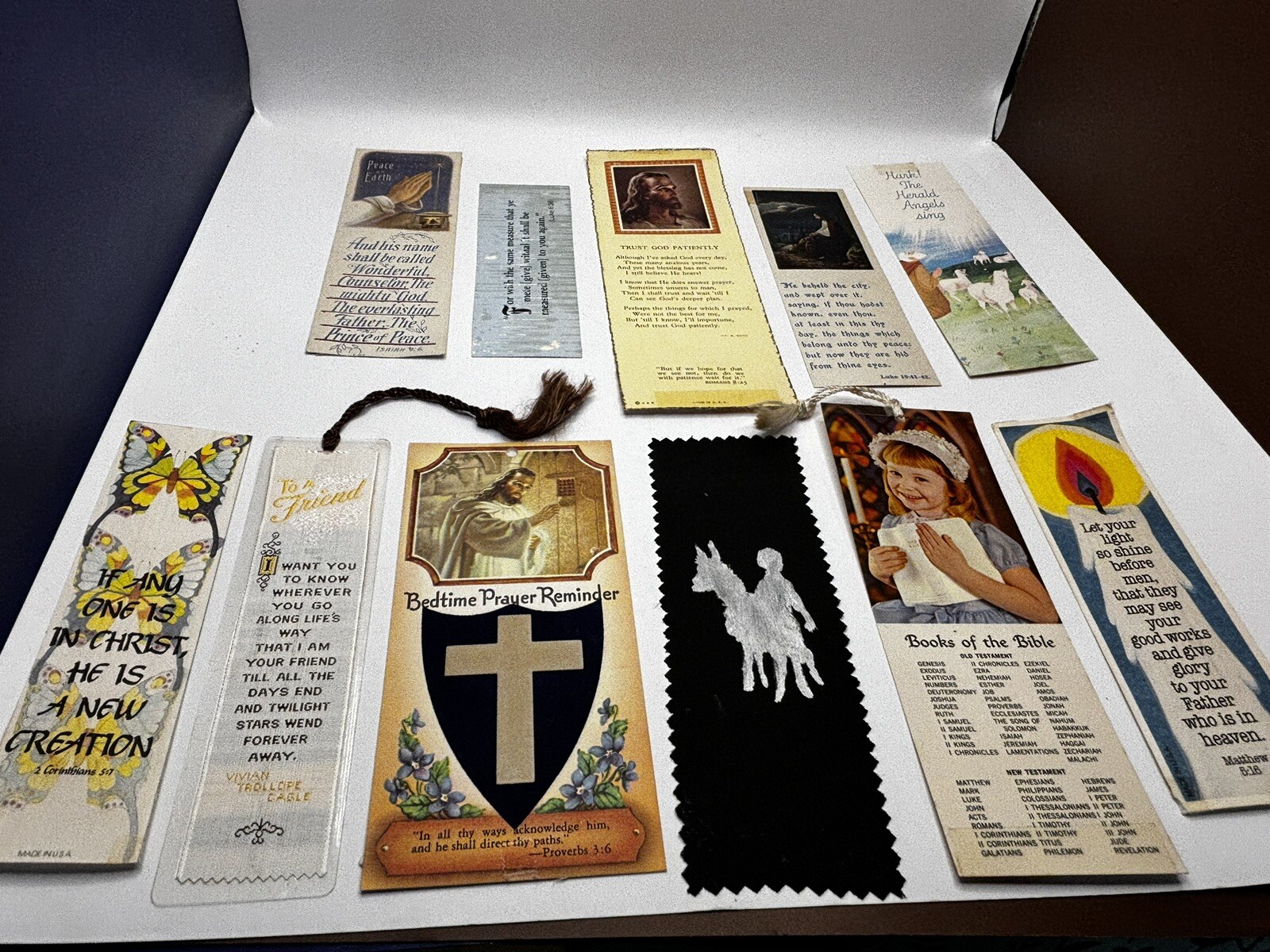 Vintage Christian Bookmark Lot | 11 Bookmarks | Psalms | Jesus | Bible