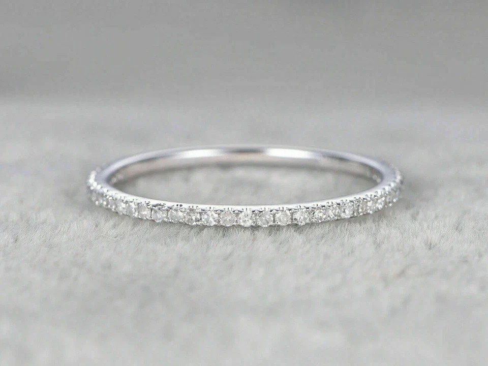 1Ct Rd Lab Created Diamond Half Eternity Wedding Band Ring 14K White Gold Plated