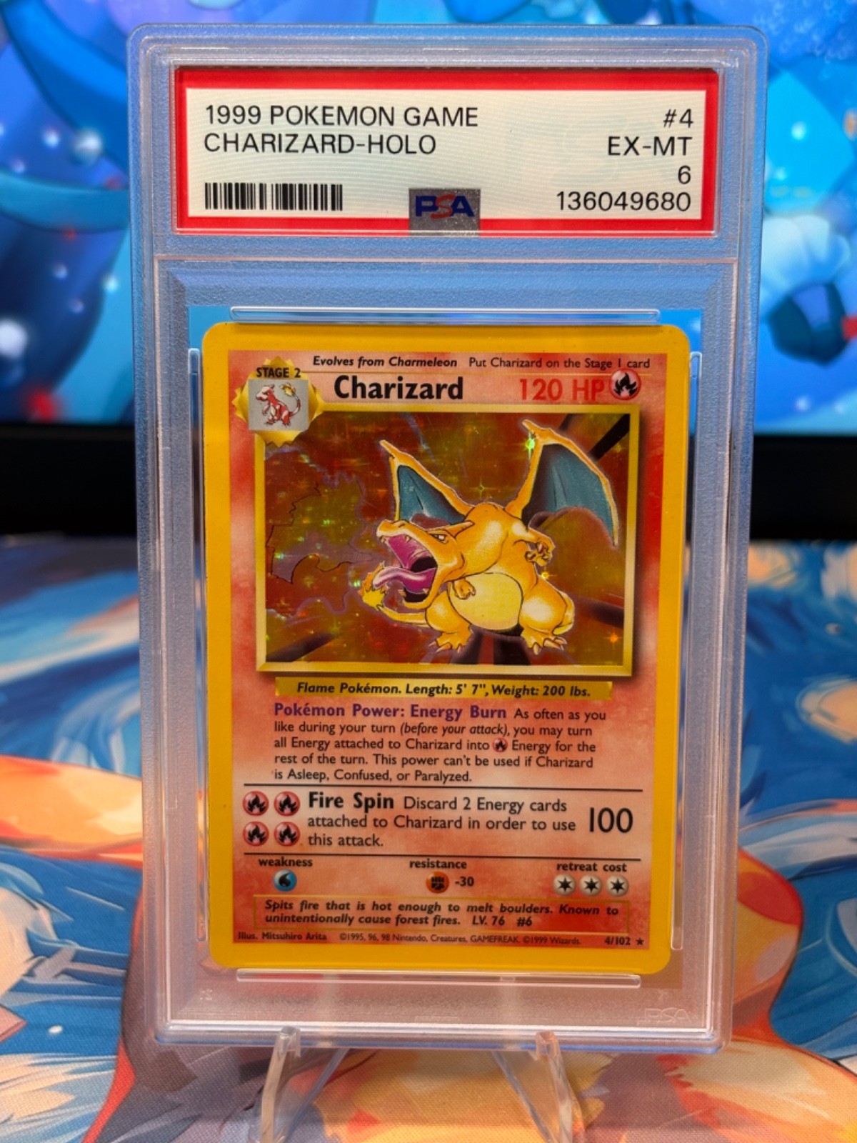 New Cert! PSA 6 Charizard 004/102 Base Set Holo Pokemon Card