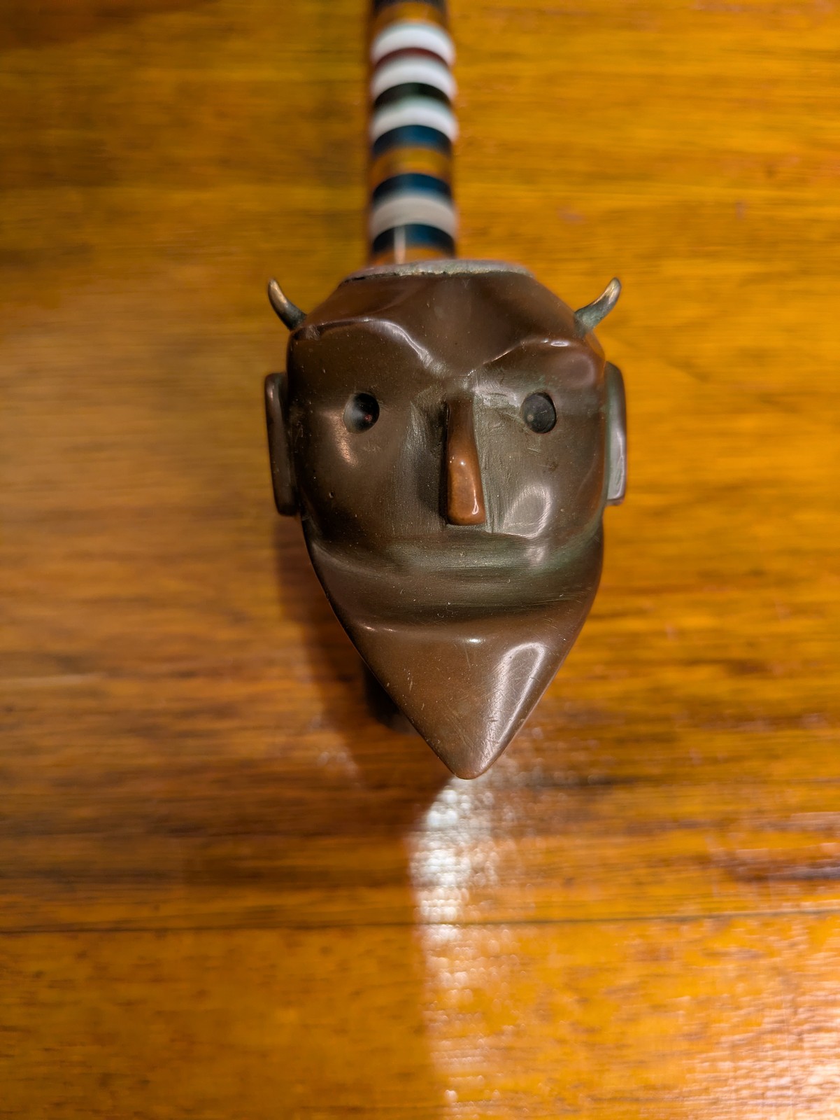 Vintage Hand-Carved Wood & Resin Character Pipe – 21cm – Soviet Prison Art