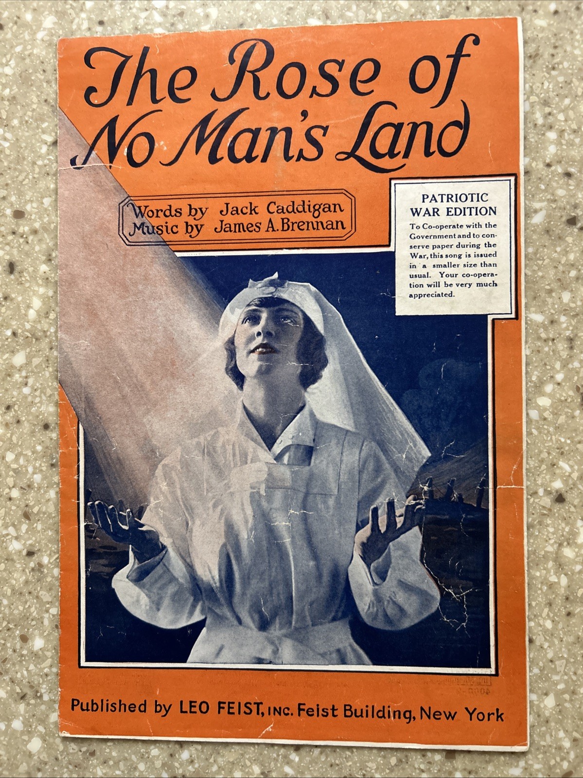 The Rose of No Man's Land Vintage 1918 WWI Patriotic War Edition Sheet Music