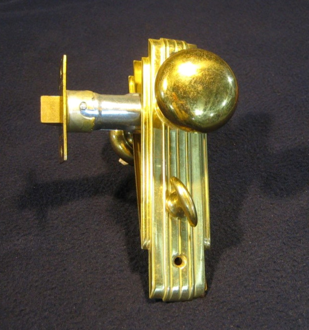 Vintage Art Deco Passage Lock Set Brass Knobs - Dexter NOS