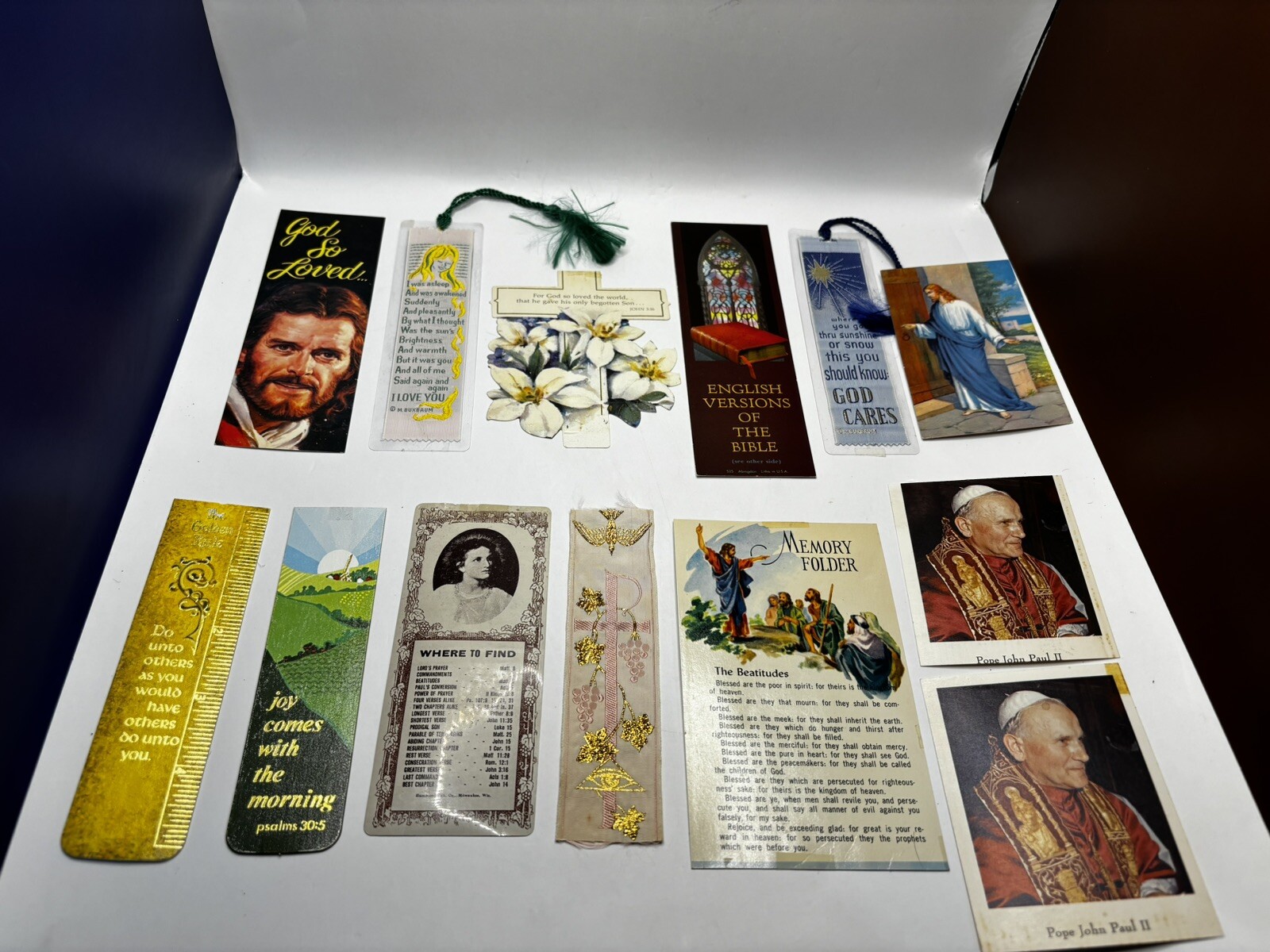 Vintage Christian Bookmark Lot | 11 Bookmarks | Psalms | Jesus | Bible | VGC