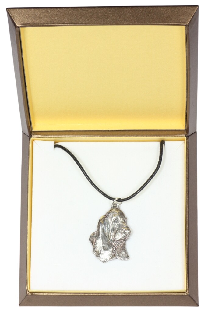 Basset Hound II - Dog Collar In Gift Box, Silver Plated Medallion For Dogs