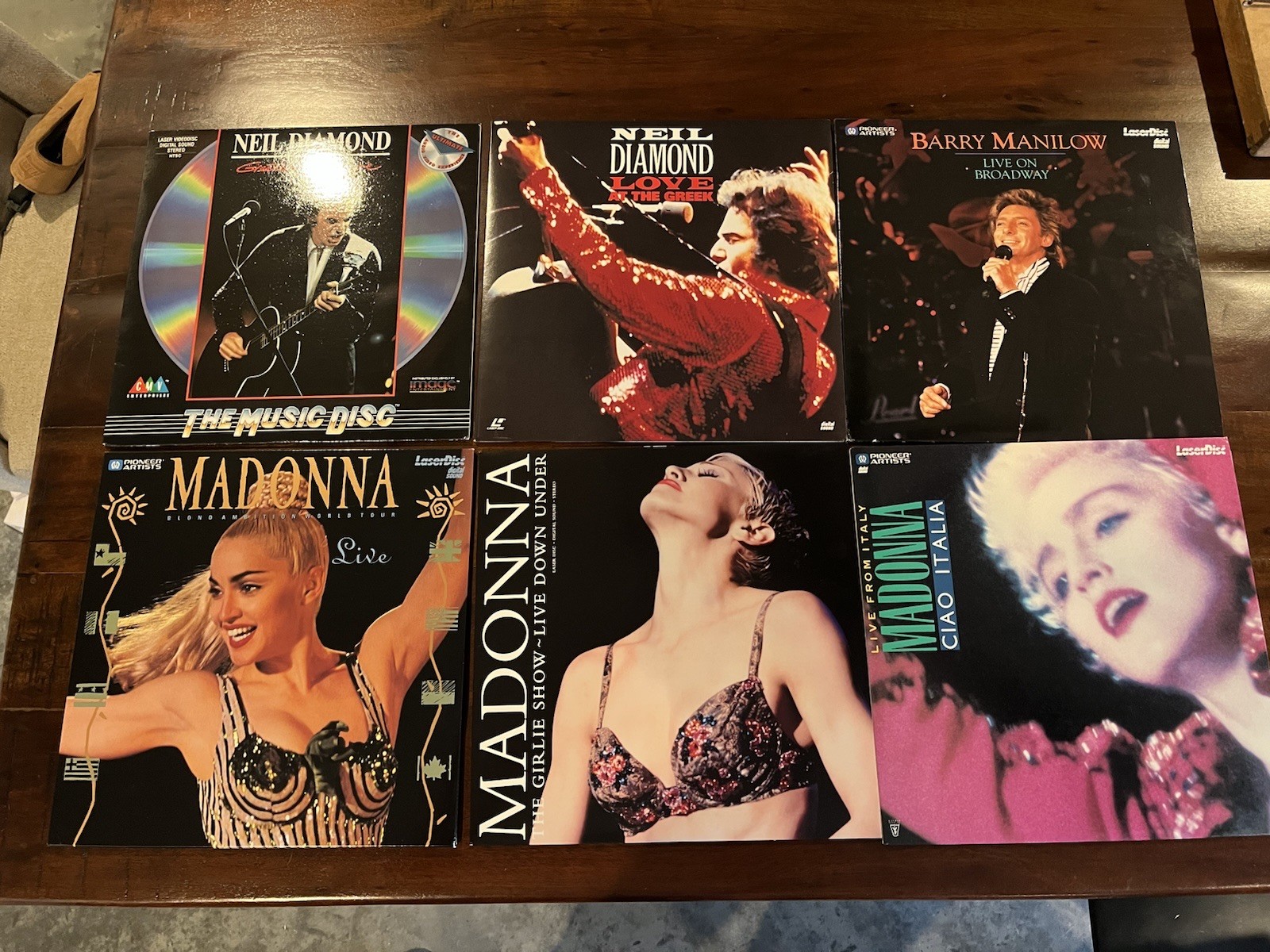 Lot Of 6 Laserdiscs - 3x Madonna, 2x Neil Diamond, 1x Barry Manilow. Excellent