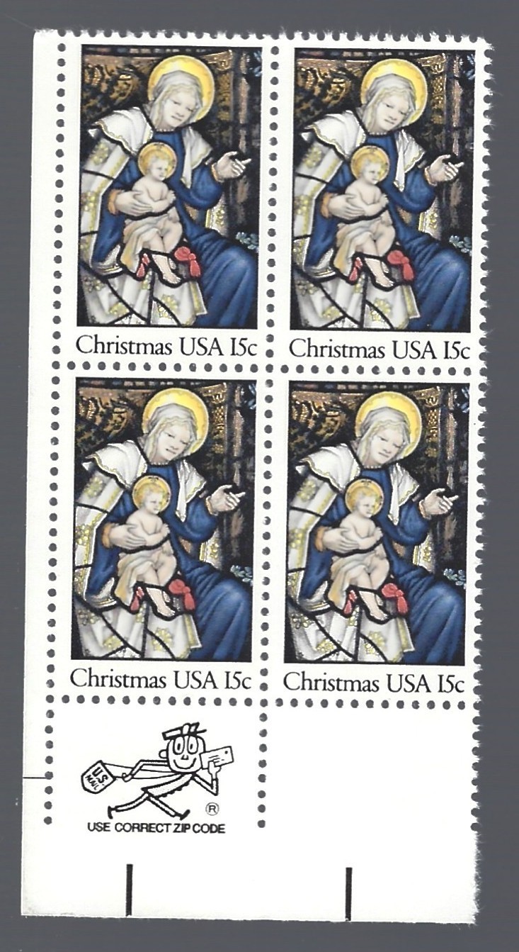 Stamp US 1842, Christmas 1980, Zip Block, MNH