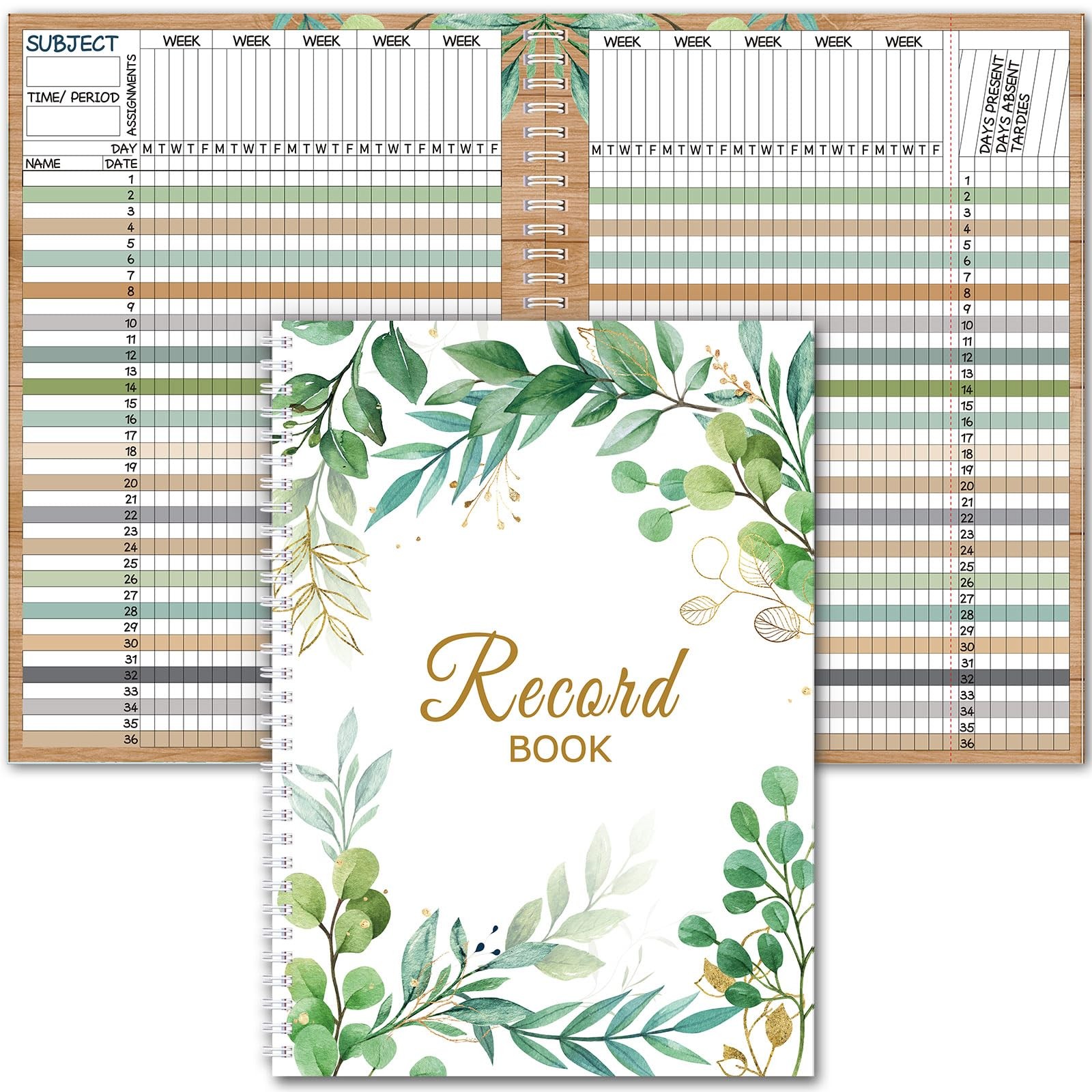 Fuyoooo Teacher Record Book Grade Books multicolorBoho Plant 
