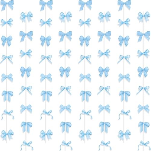 Bow Banner Decor - 8PCS Bow Hanging Garland Coquete Baby Shower Blue