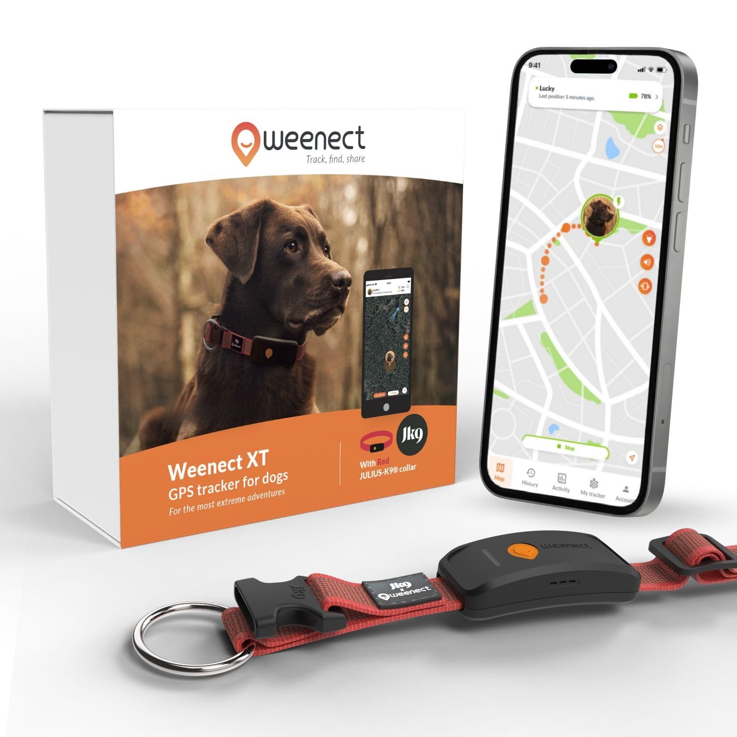 Weenect Dog XT - New GPS Collar for Dogs | XL Antenna | Waterproof | Ultra-Du...