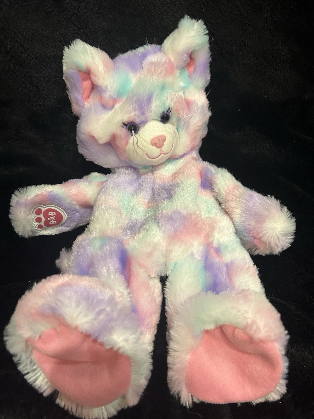 Build A Bear Pastel Swirl Kitty Cat Tie Dye Pink Purple Unstuffed