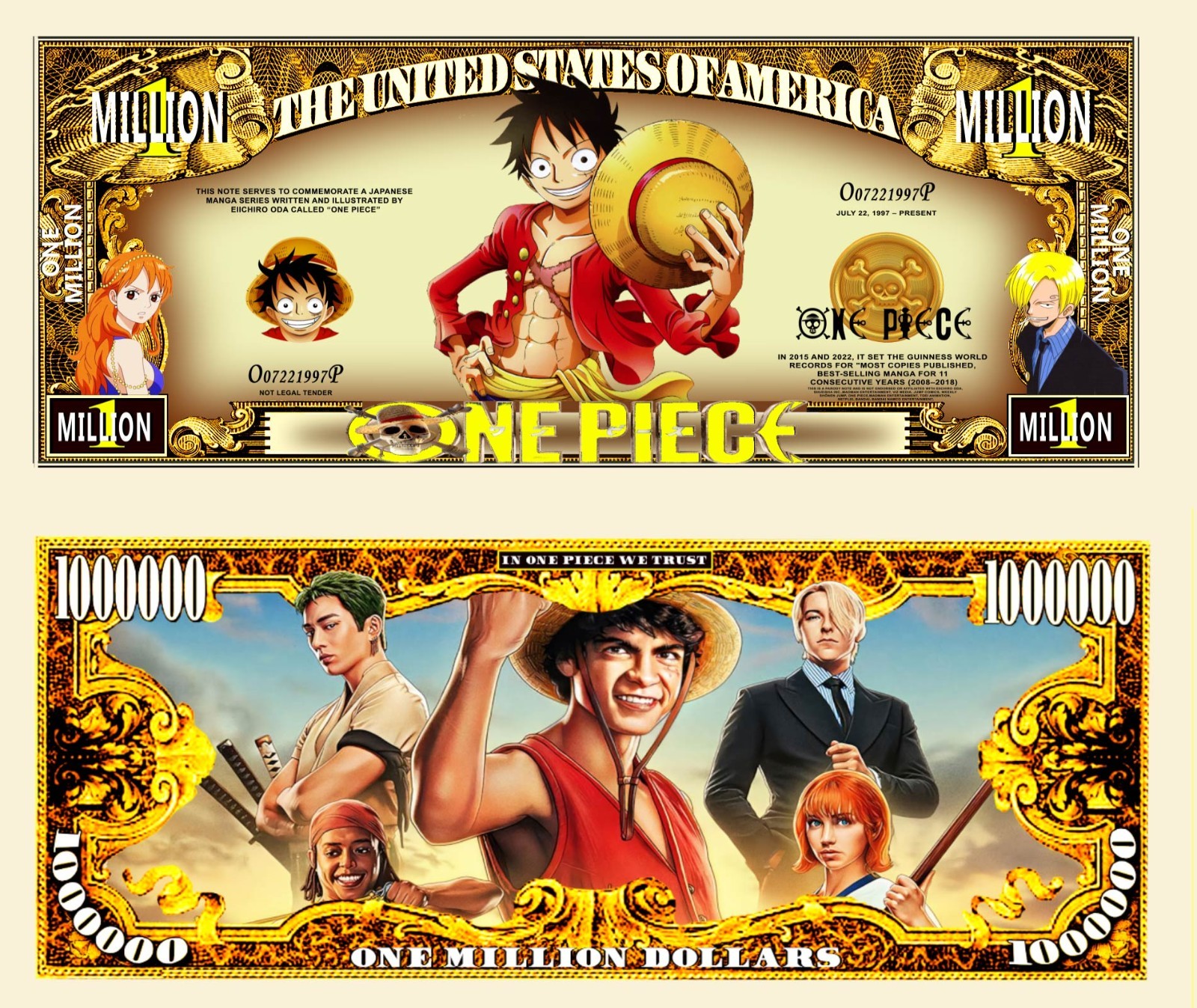 OUR ONE PIECE NOVELTY NOTE AND BILL (25 Each)