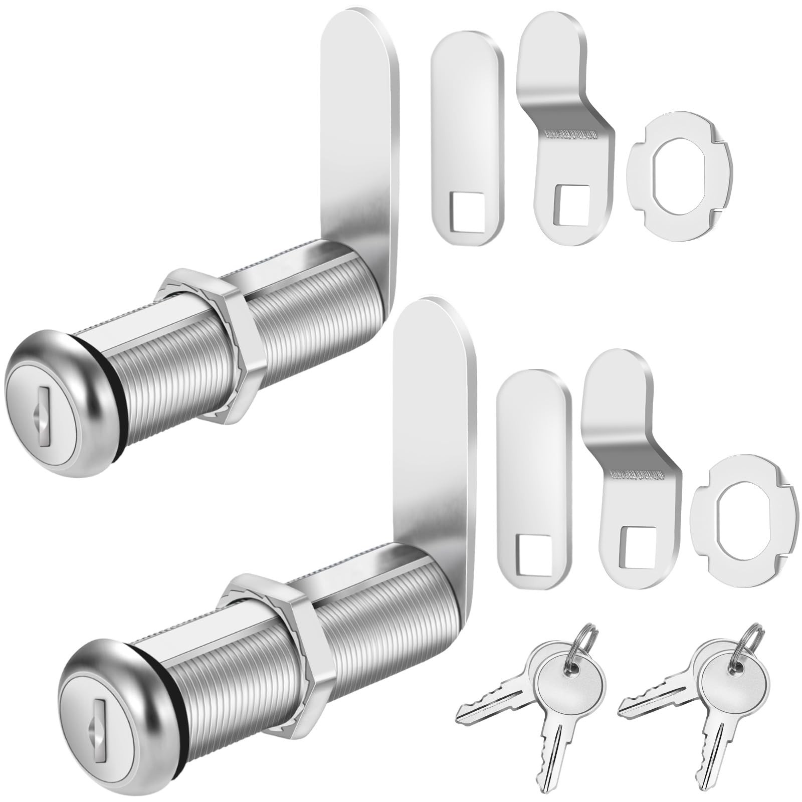 Cylinnda Cabinet Lock with Keys, 2" Extra-Long Cam Locks 2-1/8 Inch, 2 Pack 