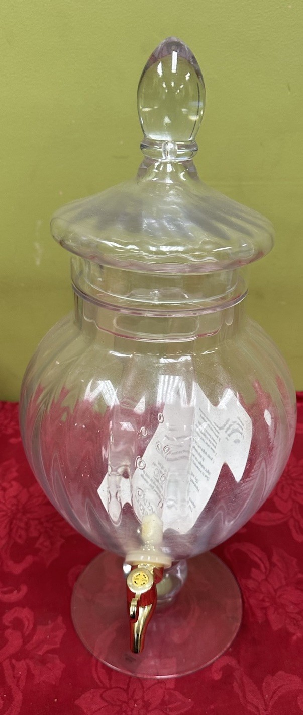 Large Glass Apothecary Beverage Dispenser Decanter 20”X 8” Read