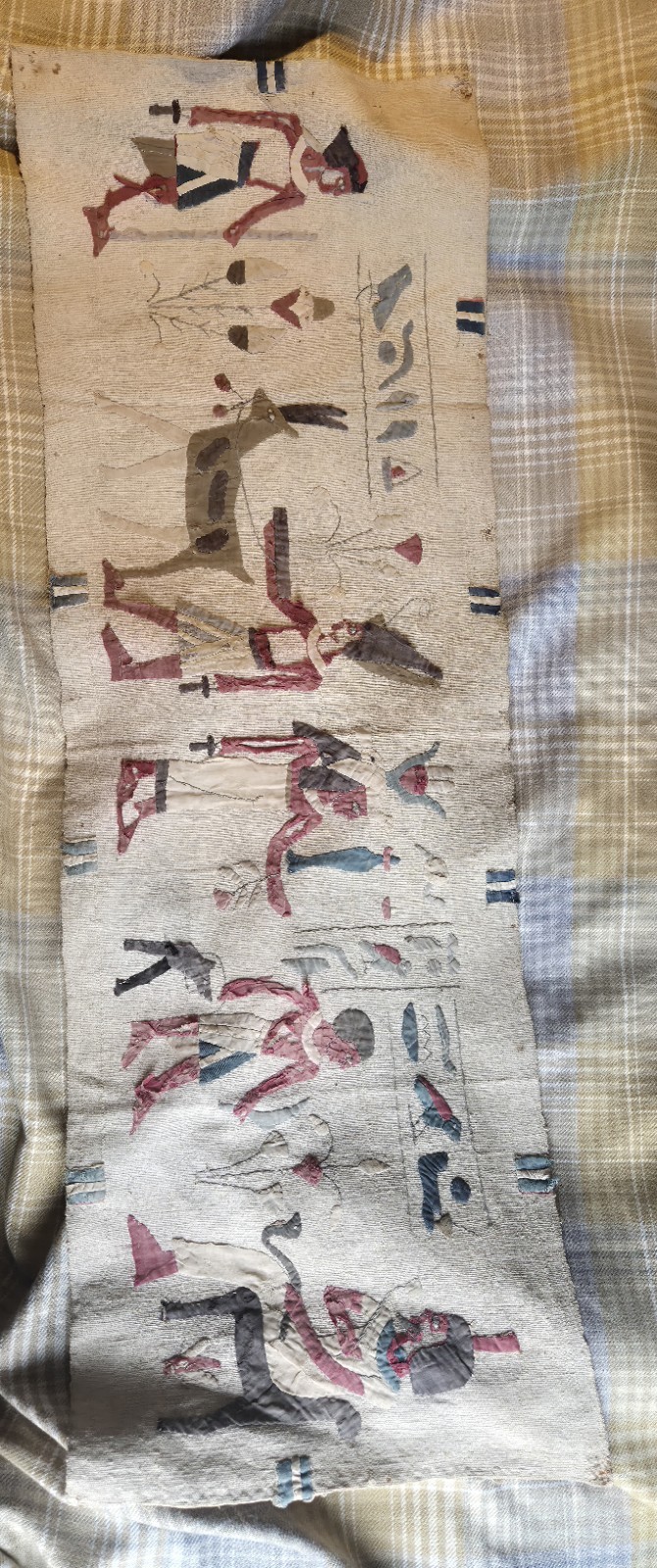 Vintage Antique Egyptian Applique Wall Hanging Tapestry Textiles 130x43cm