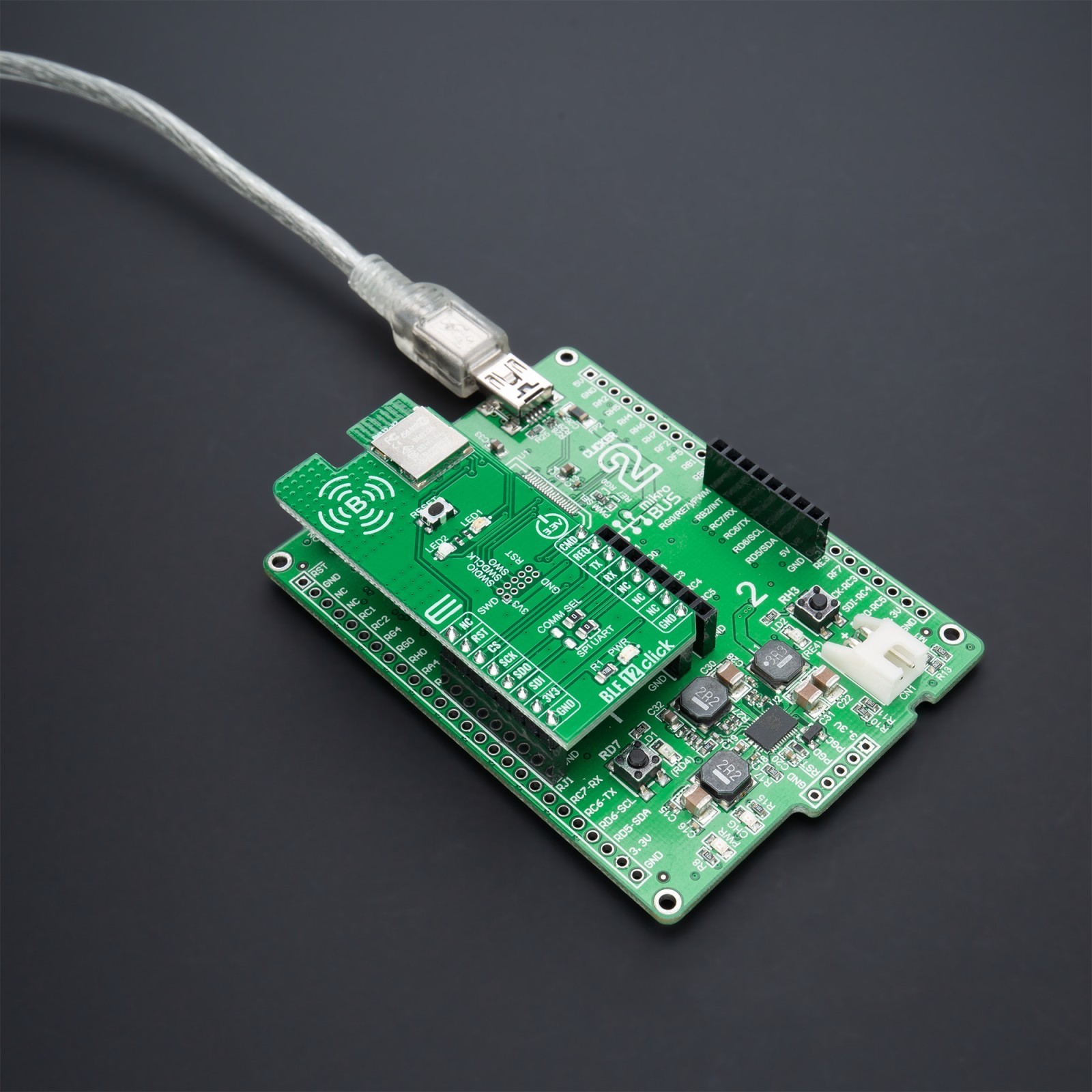 PIC development board - Clicker 2 for PIC18FJ and BLE 12 Click from Mikroe - NEW