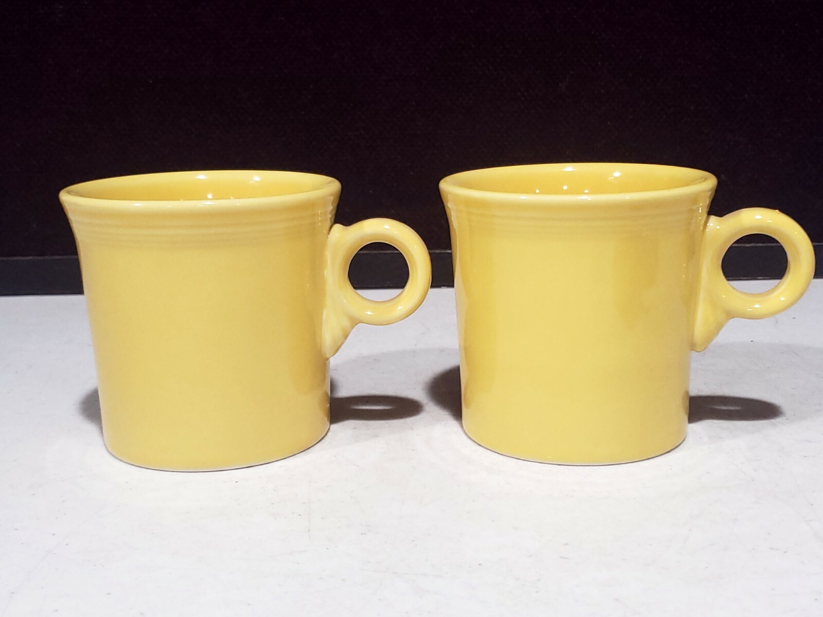 Lot of (2) Fiesta Ware HLC Yellow Tom & Jerry Coffee Cups Mugs Fiestaware MCM