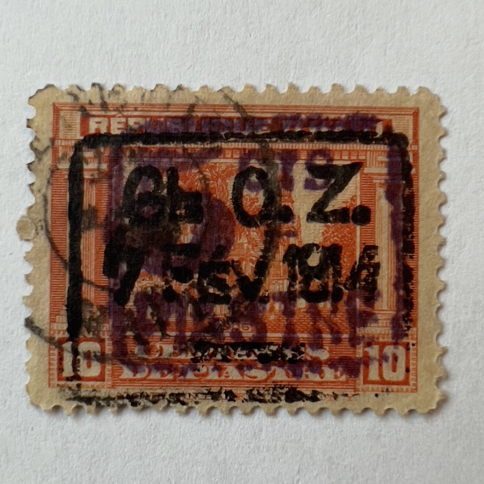 EARLY 1914 HAITI STAMP DOUBLE OVERPRINT CLOYSTER PORT-AU-PRINCE