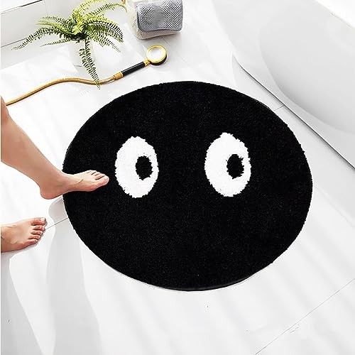  Funny Cute Eyes Bathroom Rug, Black and White Non-Slip Washable Absorbent 
