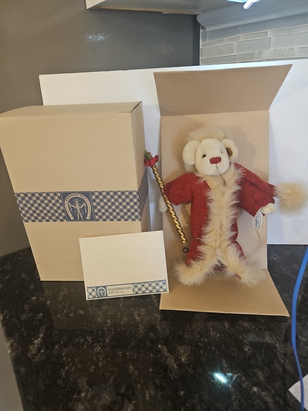 9" Knickerbocker Nicholas Bear  New In Box Silver Bells COA tag in ear