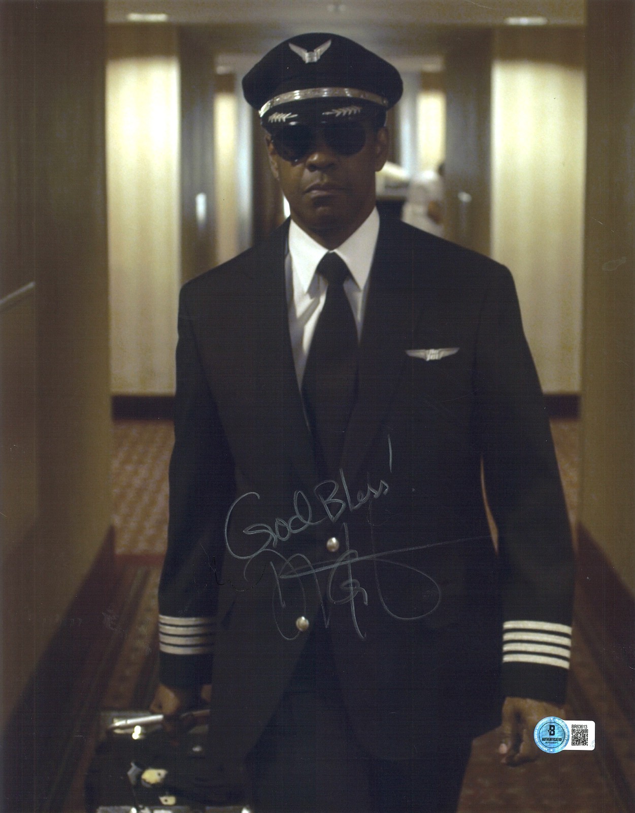 DENZEL WASHINGTON SIGNED AUTOGRAPH FLIGHT 11X14 PHOTO BECKETT BAS
