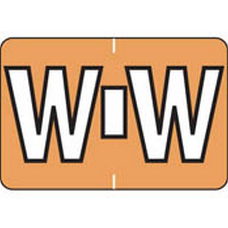 Colwell Compatible Alpha "W" Labels, Polylaminated Stock, 1" X 1-1/2"