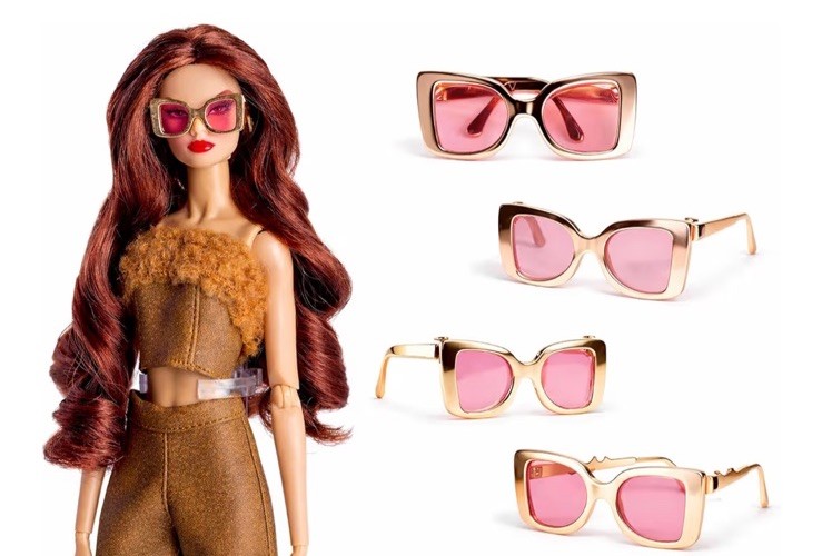 NEW Custom Glasses Sunglasses Pink & Gold European FR BARBIE KEN 1/6 - 4 PCS LOT