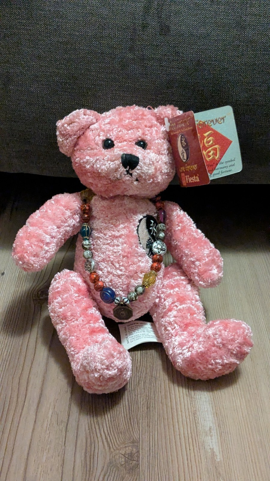 ​🌸 Y2K Vintage Fiesta "Foo Forever" Pink Plush Bear - Zen Aesthetic NWT 🌸