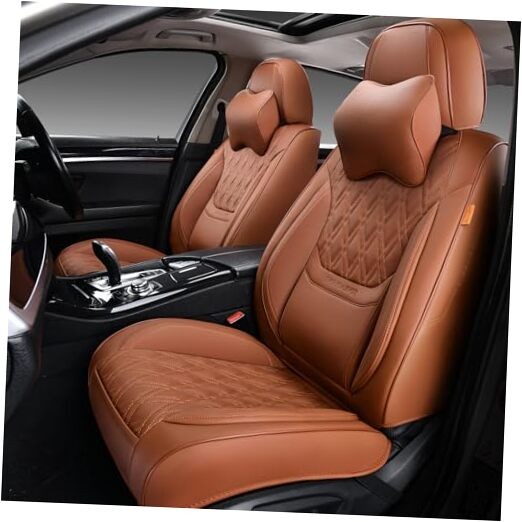 Car Seat Covers Front Pair, Breathable Front Pair (with Headrests) Brown