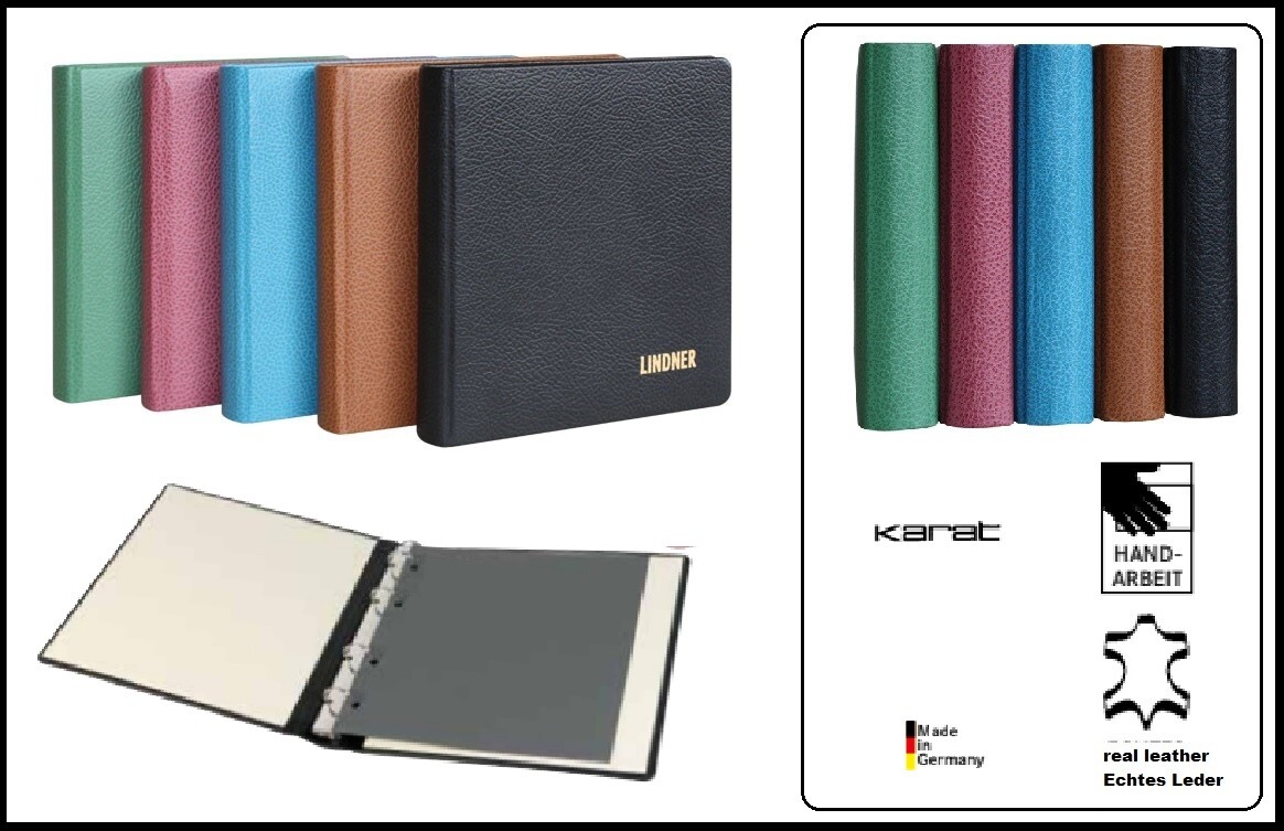 LINDNER 1106L H Leather Coin Album Light Brown Karat Empty For Self Filling