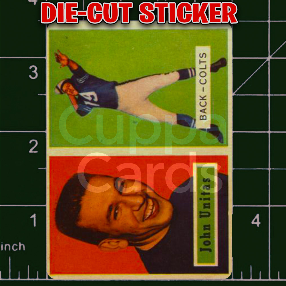 John Unitas, 1957 Topps Football Rookie Card RC #128 | Die-Cut Replica Sticker