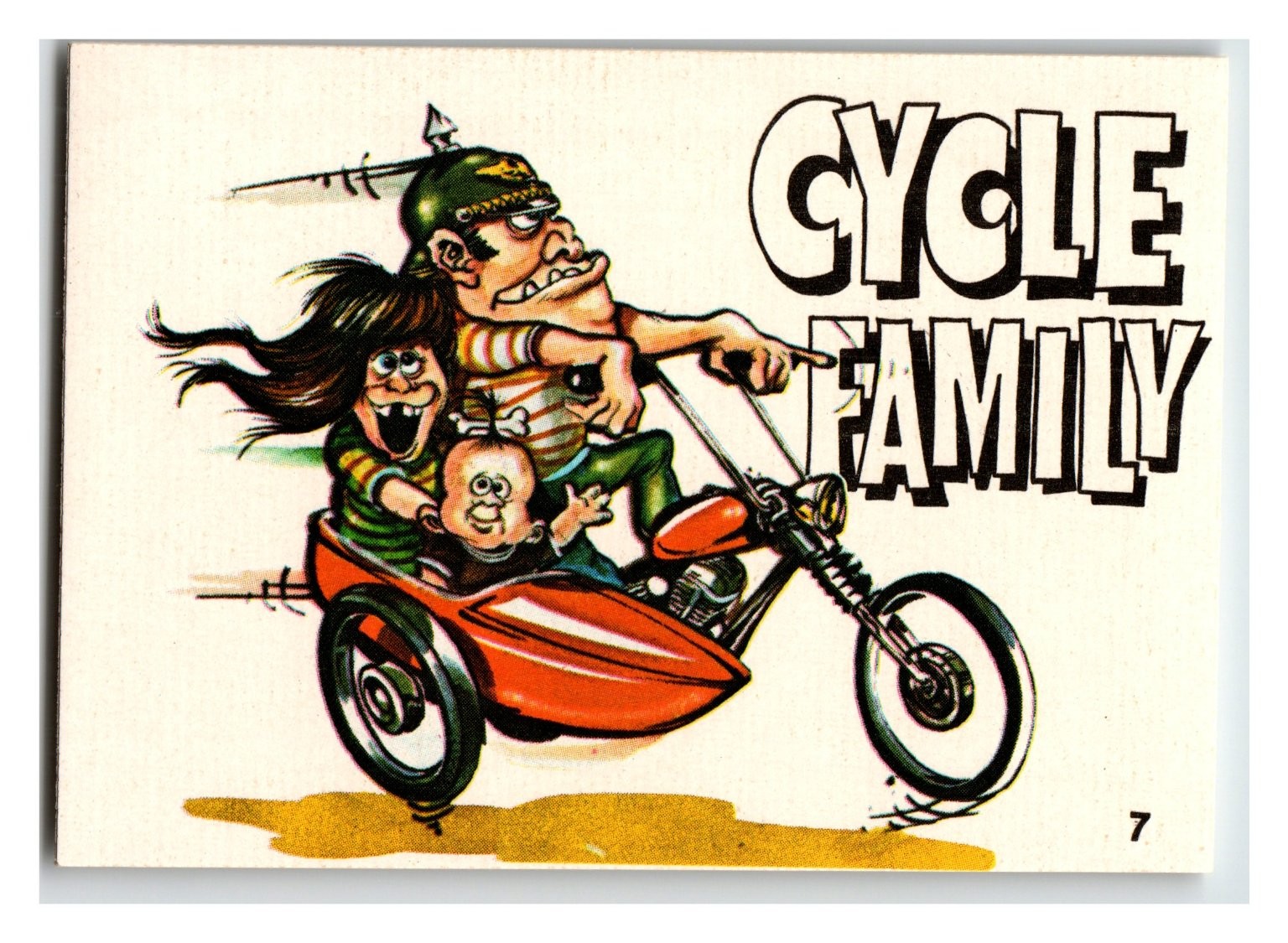 Vintage "Cycle Family" Sticker Single #7 Cartoon Biker Motorcycle Hot Rod