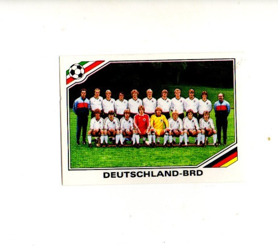 Panini Sonrics world cup story 1990 football sticker No 186 Germany Team Photo