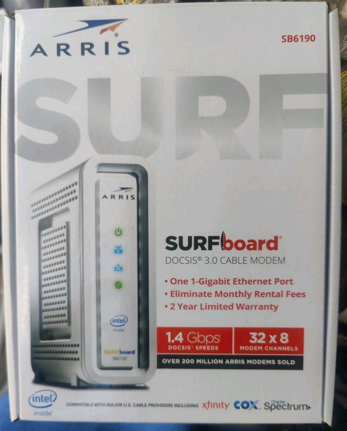NIB ARRIS Surfboard SB6190-RB DOCSIS 3.0 Cable Modem, White New In Box!