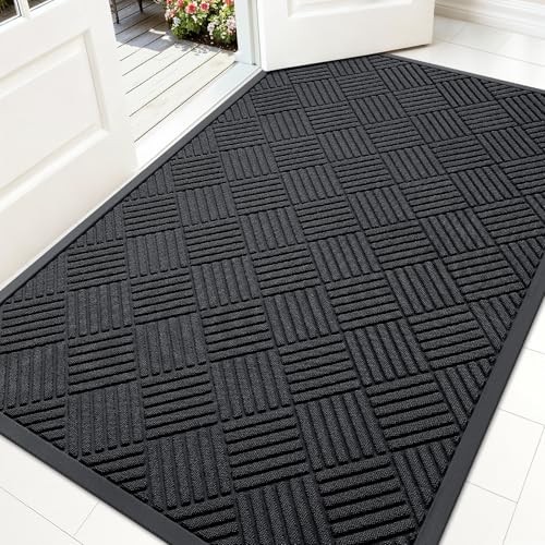  Front Door Mat Outside Entrance 59x34, Absorbent, 59" x 34" Black Diamond