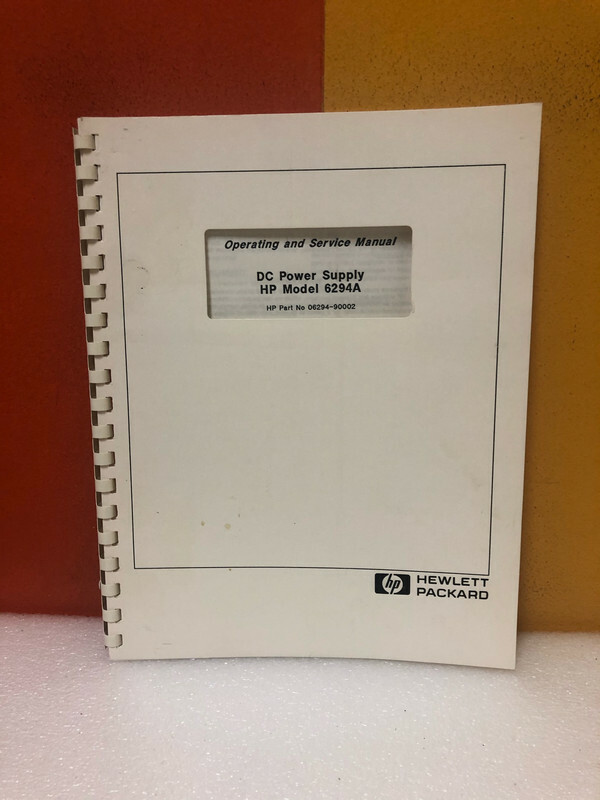 HP 06294-90002 DC Power Supply Model 6294A Operating & Service Manual