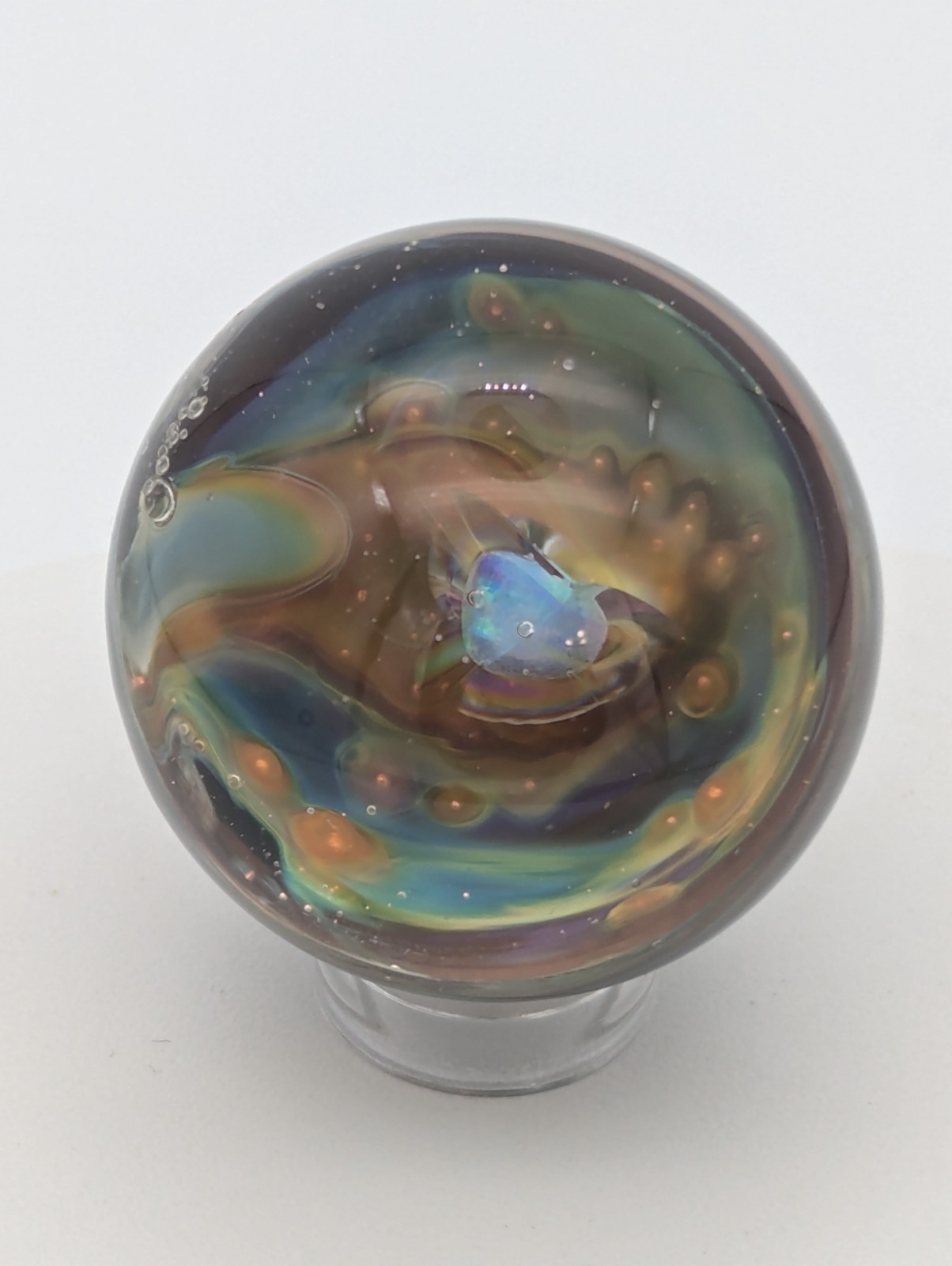 Handmade Glass Marble Implosion Fumed Opal Crystal Galaxy Art 35mm Spacecore