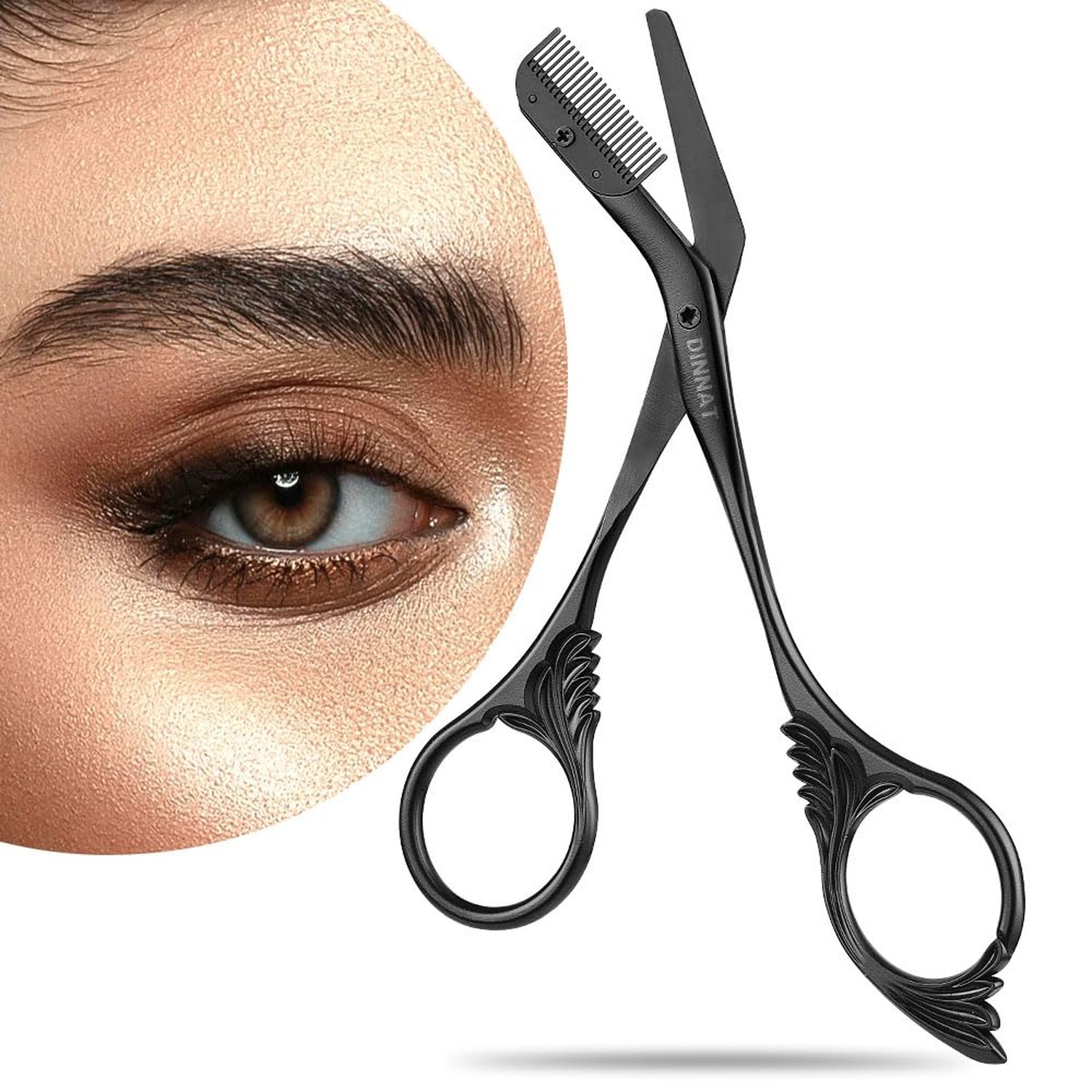 Stainless Steel Eyebrow Trimmer Scissor With Comb, Eyebrow Trimmers, Professi...