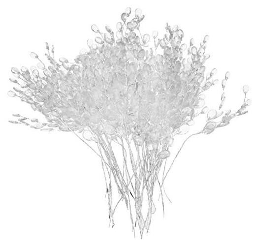  50pcs Artificial Flower Stem with Crystal Acrylic Beads Water Drop Diamante 