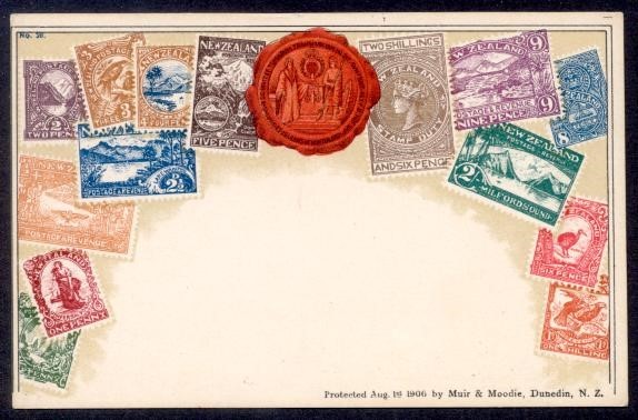 NEW ZEALAND 1906 MUIR & MOODIE STAMP PC MINT