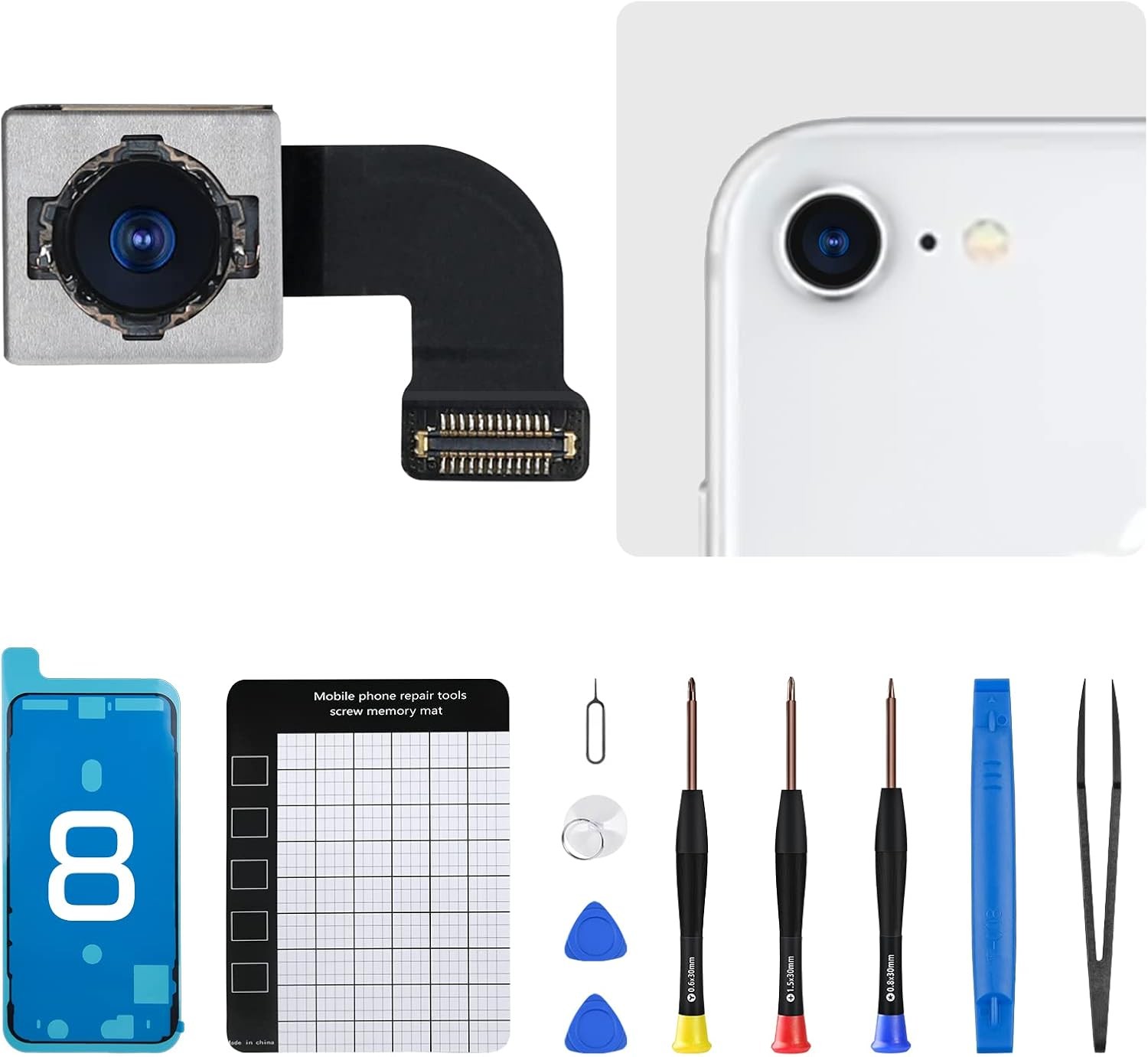 For iPhone 8 Back Camera Replacement Module 12MP Main Rear Lens Parts