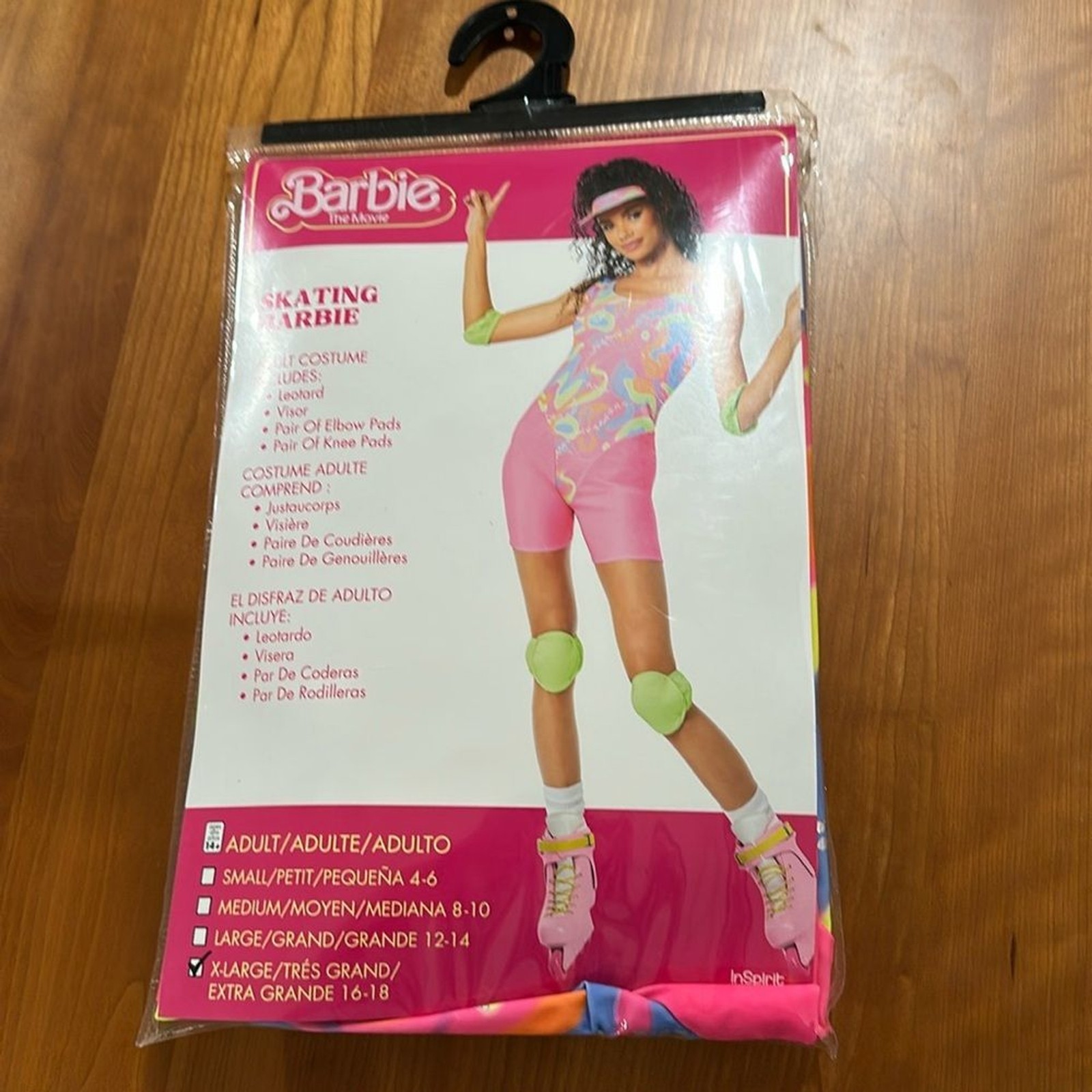 Barbie Costume Size XL Adult Skating Movie Pink Yellow Neon Visor Halloween