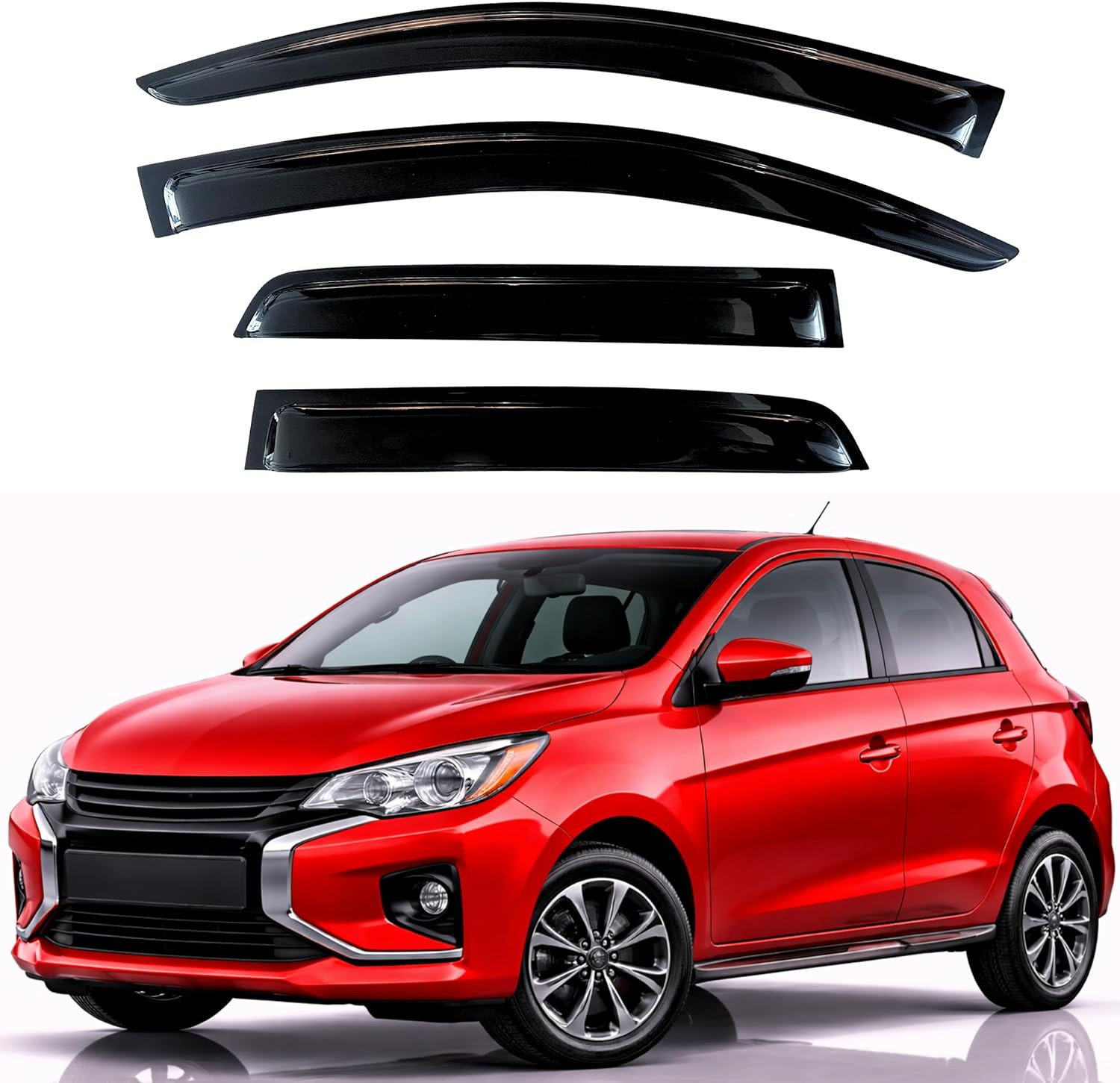 KPY Window Visor Compatible with Mitsubishi Mirage Hatchback 2014-2020, 4PC Rain